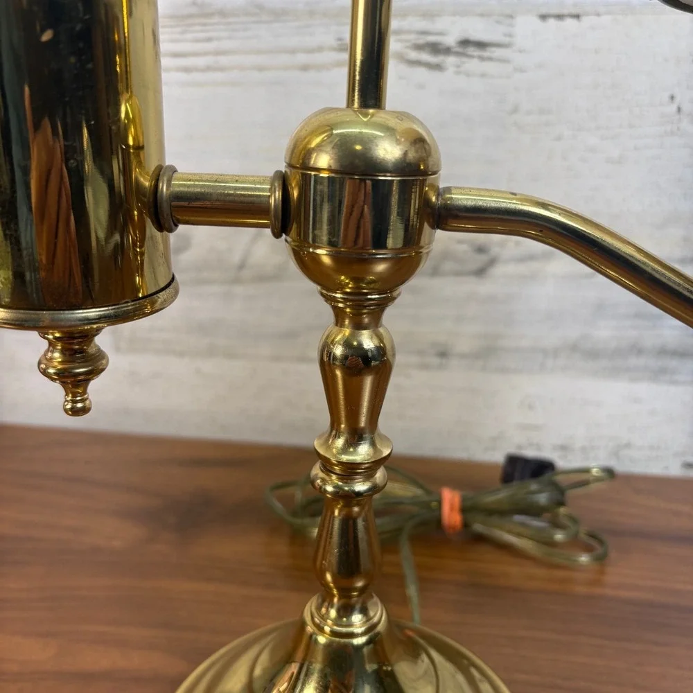 Antique Brass Student Oil Lamp Modified Wired Working with Floral Single Arm